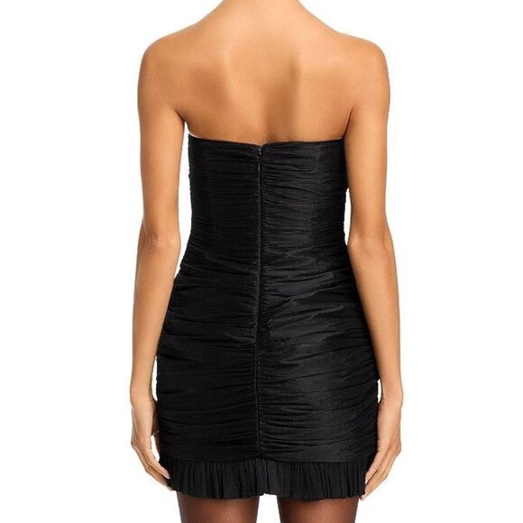 RONNY KOBO ! Daniel Strapless Gathered Ruffle Trim Rosette Mini Dress, M - Picture 5 of 13